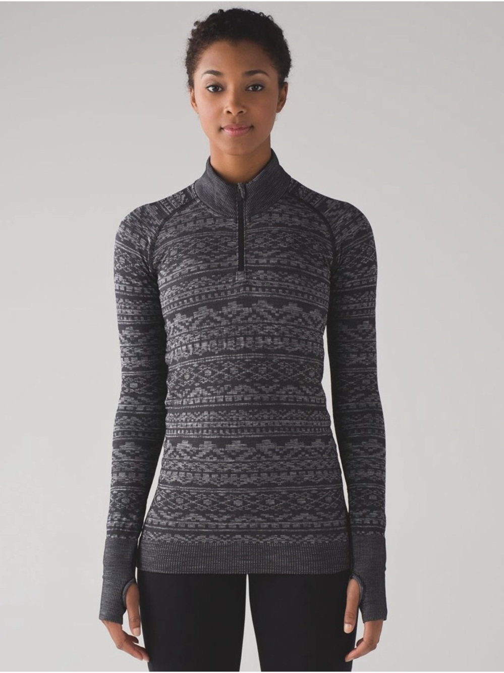 🩶 Lululemon Rest Less 1/4 Zip Heathered Black Women's Athletic Pullover p2p 17"